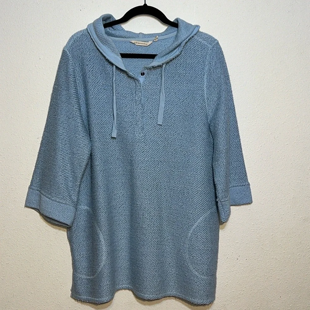 Soft Surroundings Cozumel Hooded Pullover Sweater with Pockets Women's Large